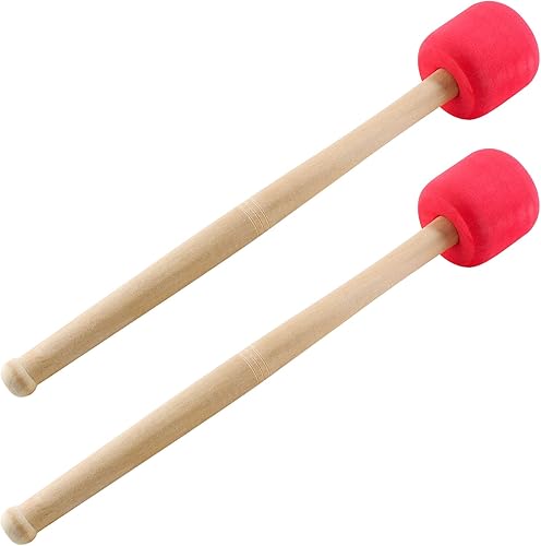 Jiozermi 2 mazos de tambor de 12.8 pulgadas de largo, bastón de goma de espuma dura, palos de percusión de bajo antideslizantes, pieza de accesorio
