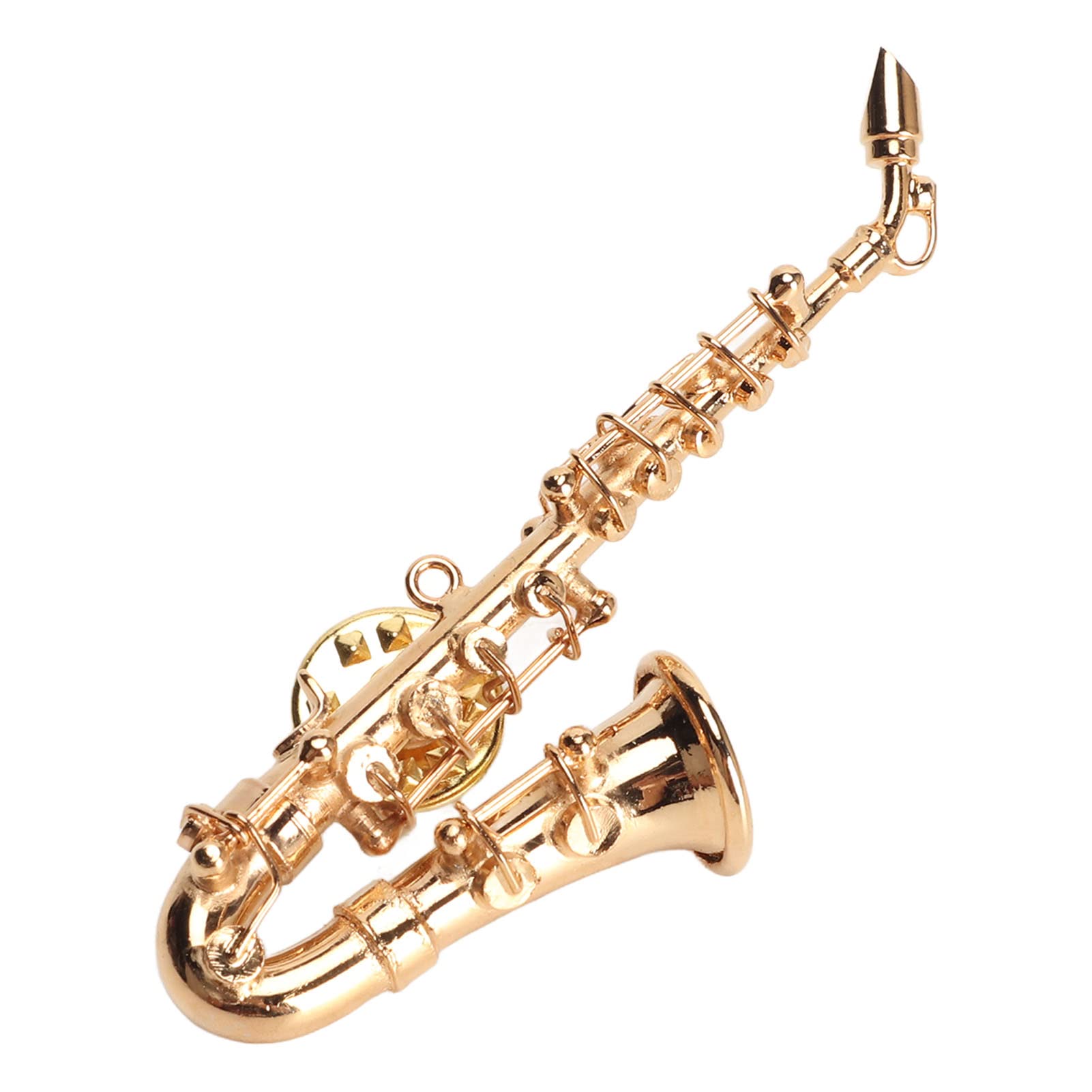 TIKATARER Musical Instrument Brooch, Gold Saxophone Brooch Pin with Red Velvet Lined Instrument Case