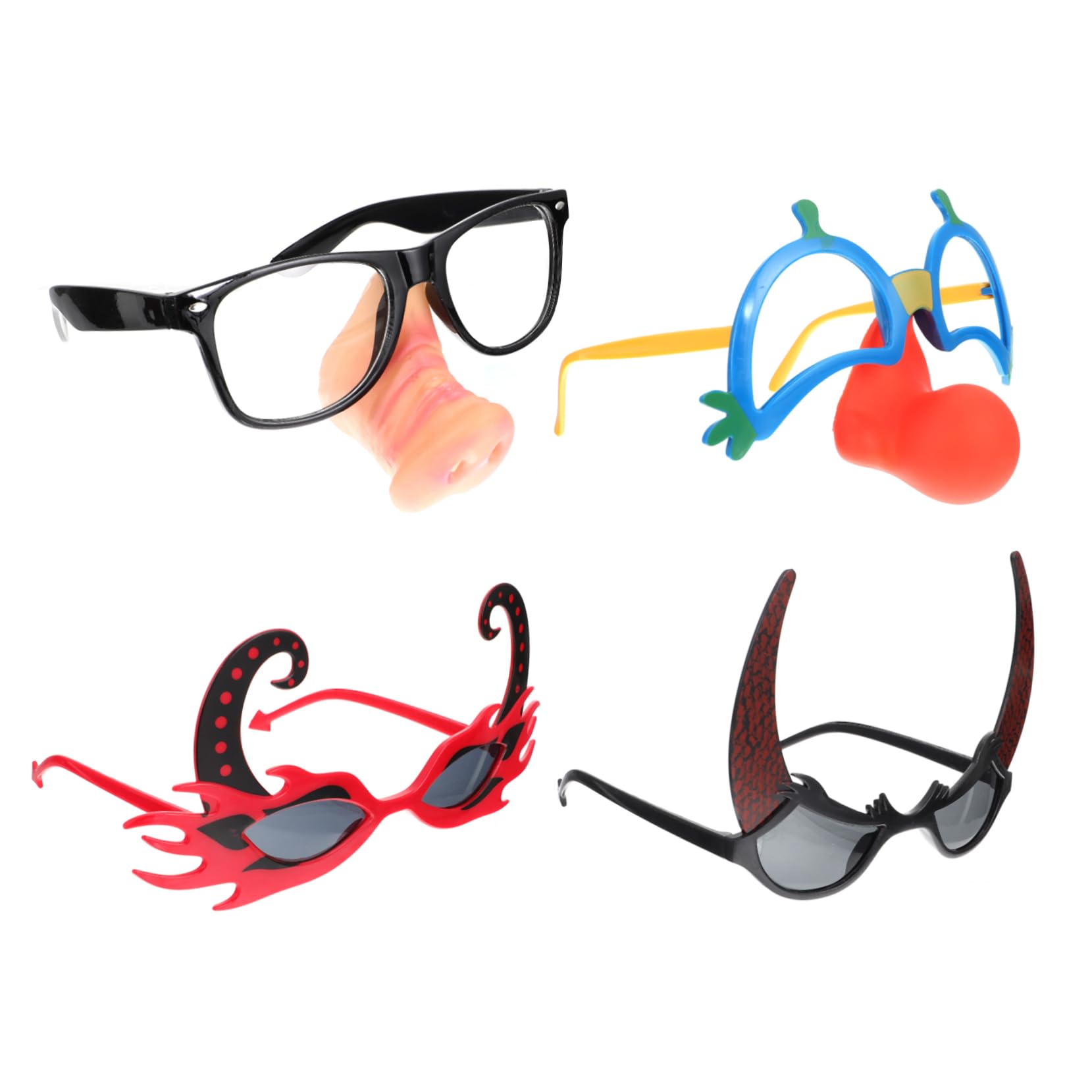Homoyoyo Funny Glasses Set 4pcs Halloween Glasses Party Eyeglasses Fake Lenses for Drinking