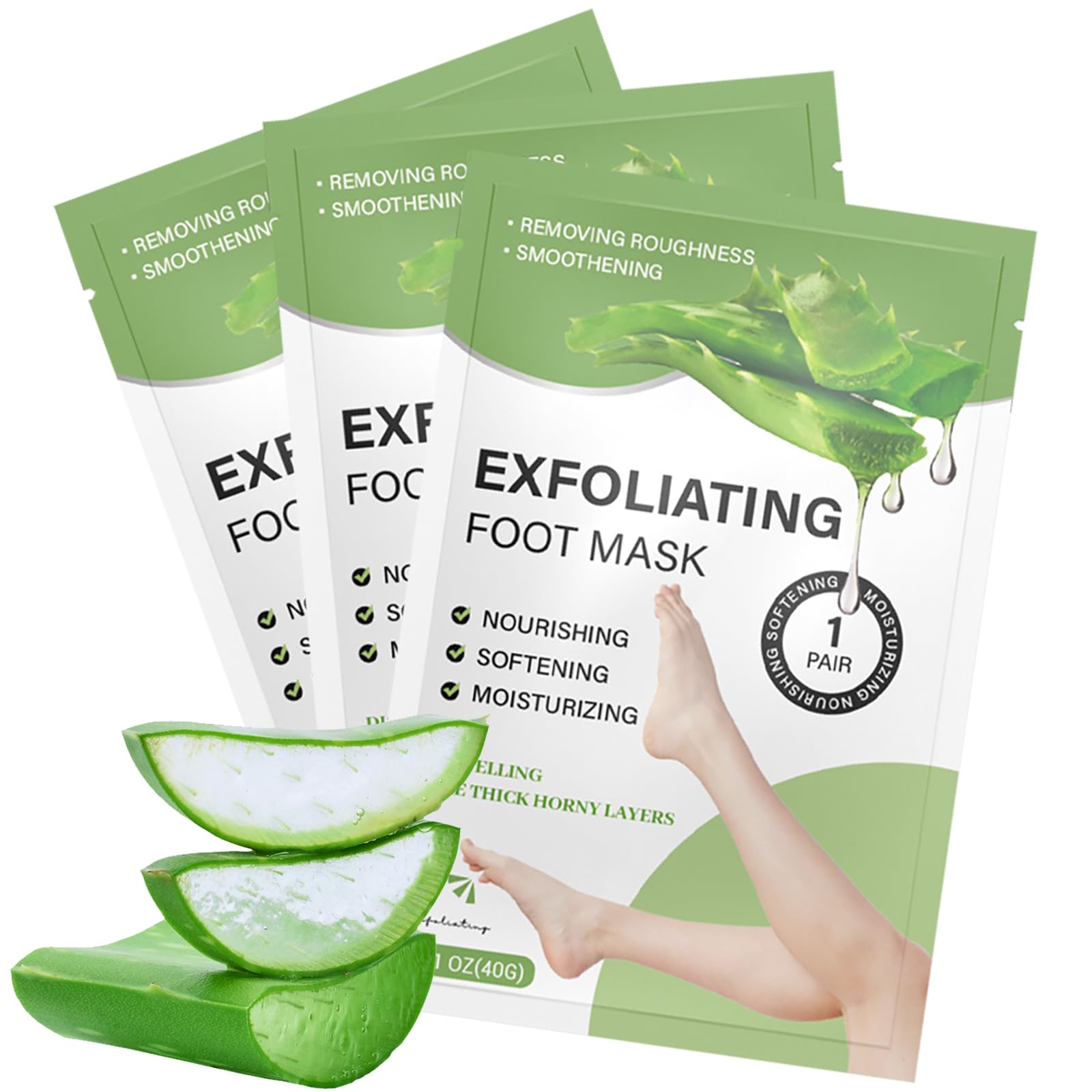 VolksRose Masque Pied à l'Aloe Vera 3 Pièces pour Femmes - Chaussettes Hydratant pour Réparer les Talons - Traitement Hydratant&Nourrissant pour Pieds Secs et Fissurés, Soin Exfoliant et Adoucissant