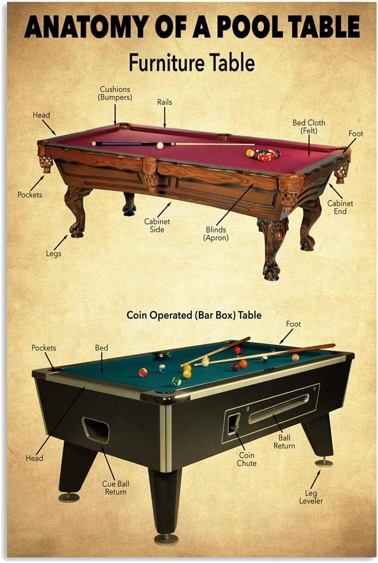 rayprint Wall Decor Anatomy Of A Pool Table Metal Tin Signs Billiards Novice Guide Retro Posters Billiard Hall Billiard Lovers Home Cave Collection Plaque 8x12inches