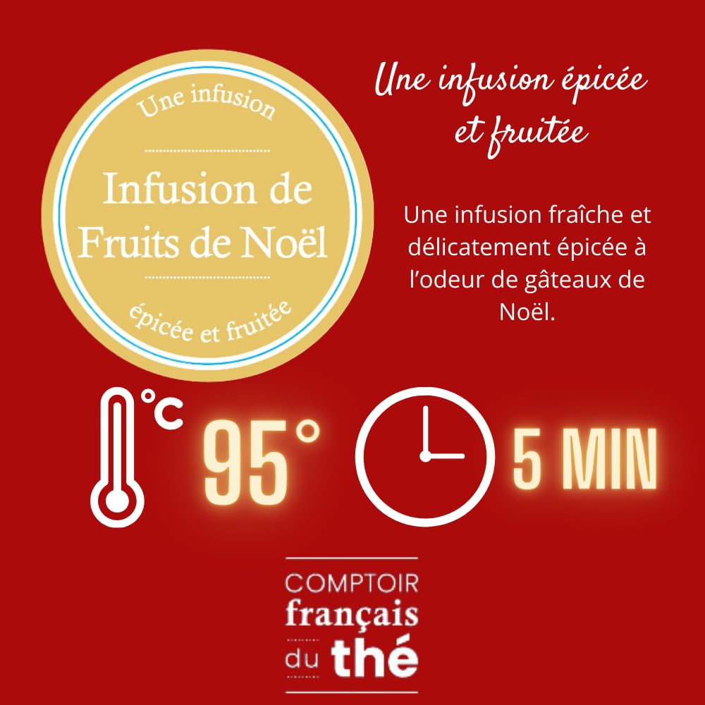Tisanière rouge + 5x20g de Thés et Infusions de Noël assortis | Cadeau Original pour Noël COMPTOIR FRANÇAIS DU THÉ