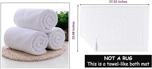 Miniatura 6 de Alfombra de baño blanca  Toallas de baño suaves lavables para bañera, ducha, fregadero, 100% algodón turco, toallas de baño para suelo de baño (6)