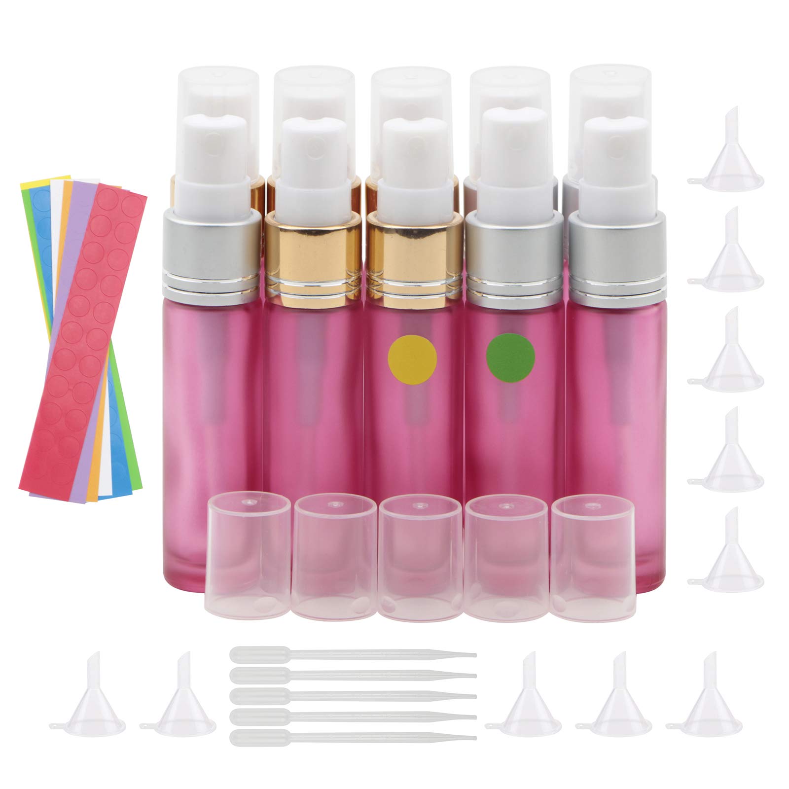 JIUWU Spray Bottle,10 Ml,Perfume Glass Spray Bottles,10 Pack Travel Perfume Bottle Refillable.Mini Small Atomizer,Spray Bottles for Hair eith 10