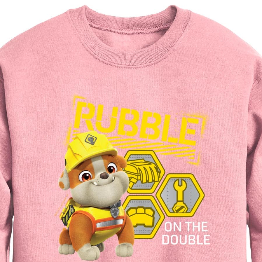 HYBRID APPAREL - Paw Patrol - Rubble & Crew - Rubble On the Double - Toddler & Youth Crewneck Fleece Sweatshirt - Size Small Mauve2