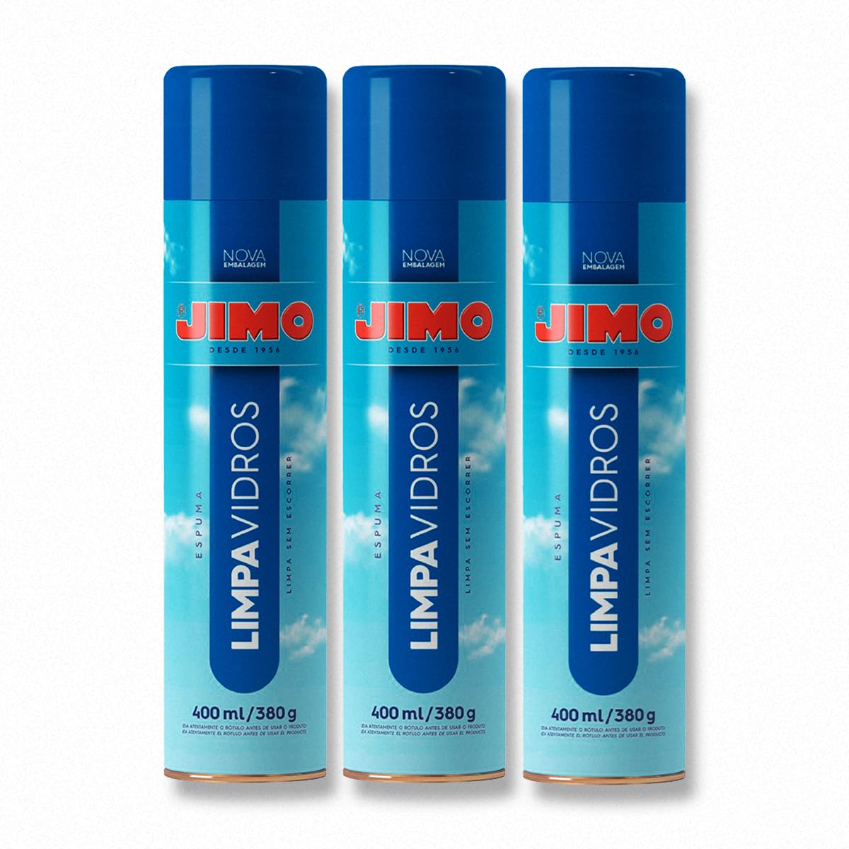 Kit 3 Limpa Vidros Jimo Aerossol 400ml Limpeza Profissional Multiuso Acrílico Box Espelho