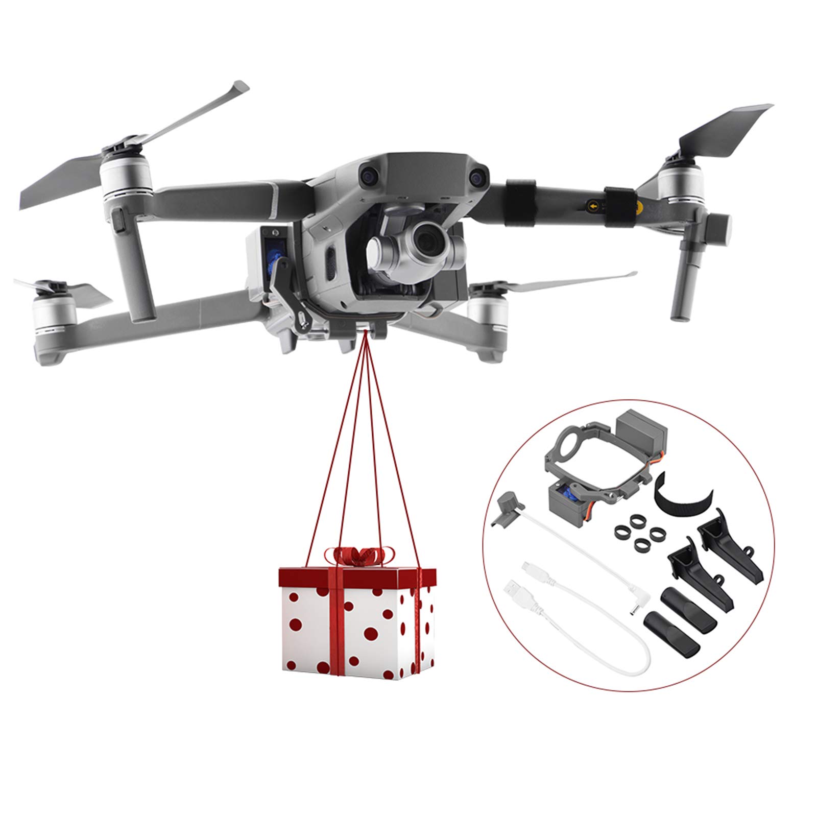 Sistema di lancio aereo LICHIFIT per droni con atterraggi per DJI Mavic 2 Pro/Zoom Lanciatore fotosensibile Trasporto Consegna Rilascio Carico Dispositivo di lancio aereo Gambe estese
