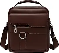 Bolsa Tiracolo Masculina Couro Sintético PU Crossbody Transversal Ombro Mão Casual Executiva Trabalho Viagem Compacta Alça Ajustável Vintage Elegante