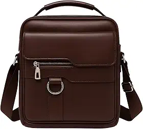 Bolsa Tiracolo Masculina Couro Sintético PU Crossbody Transversal Ombro Mão Casual Executiva Trabalho Viagem Compacta Alça Ajustável Vintage Elegante