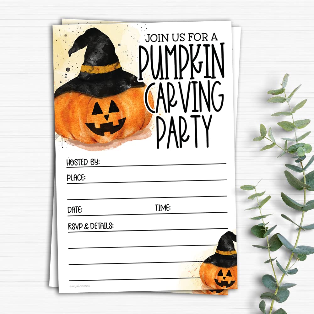Amazon.com : Pumpkin Carving Party Halloween Invitations - 4x6 Invitations With Envelopes (20 Count) - Halloween Party Invites : Home & Kitchen for Free Printable Pumpkin Invitation Template