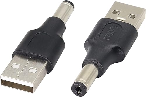 AAOTOKK Paquete de 2 adaptadores de 5 V CC a USB DC5.5 × 0.083 in convertidor de corriente USB 2.0 A macho a CC 5.5 × 0.083 in macho DC barril de