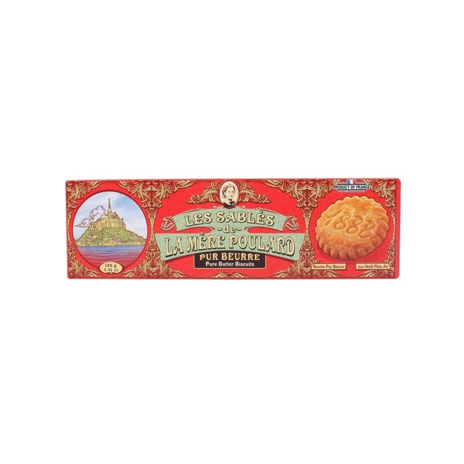 La Mere Poulard® | Herbatniki Z Czystym Solonym Masłem | Tradycyjne Herbatniki Maślane | Kruche Ciasto Z Masłem - 4 x 125 gr