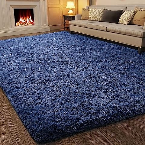 Ophanie Rugs for Living Room 6x9 Navy Blue, Large Fluffy Shag Fuzzy Plush Soft Living Room Area Rugs, Floor Shaggy Carpets for Bedroom, Carpet for Kids Boys Girls Dorm Nursery Home Decor Aesthetic Cover