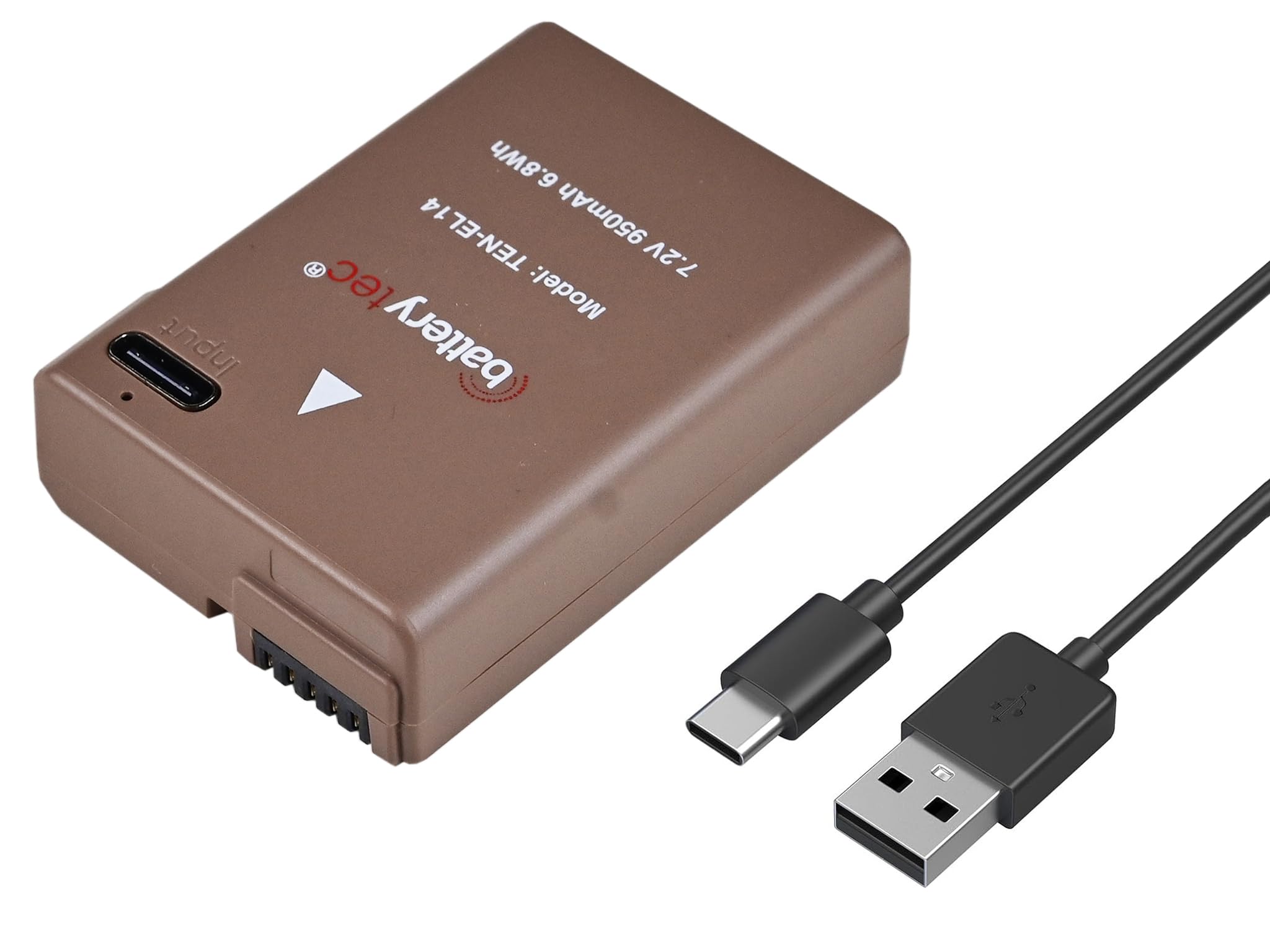 Batterytec EN-EL14 Camera Battery USB-C Fast Charging Replacement for Nikon D3100 D3200 D3300 D3400 D3500 D5100 D5200 D5300 D5500 D5600 DF Coolpix P7000 P7100 P7700 P7800 Cameras.