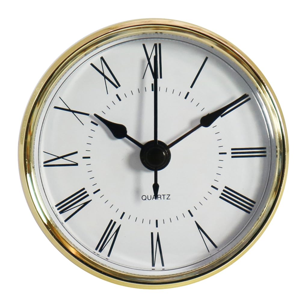 ZIDDAR 70mm Wall Quartz Clock Fit-up Roman Numeral Mounting Diameter 2.4inch/ 61mm Insert Golden Bezel Battery Operated Movement Watches Fit-up/Insert Movement Replacement Waterproof Cover For Wall