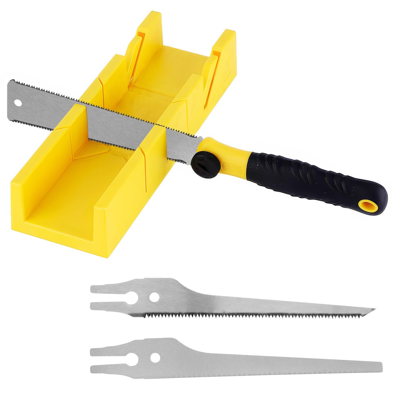 4-in-1 Miter Box and Saw Set, 3 Japanese Pull Saws, 45/90/135°