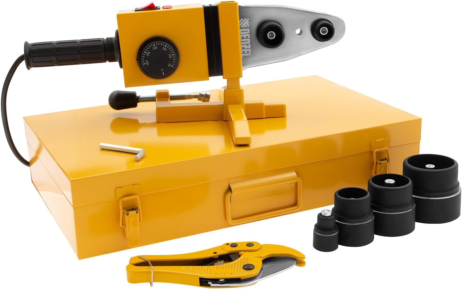 Denzel DWP-1500 Plastic Pipe Welding Machine – 1500 W, 260–300 °C, 20–63 mm for PPR/PE/PVC Pipes (with Nozzles)