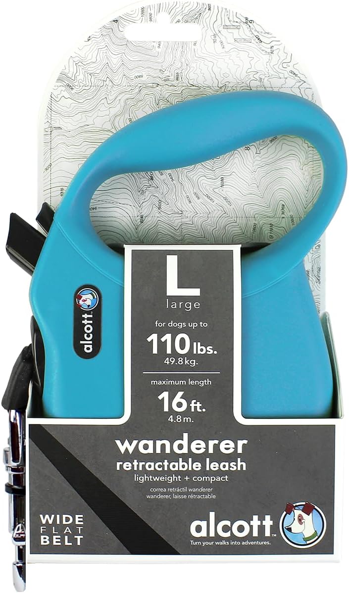 Alcott Wanderer Retractable Leash, Small, Blue
