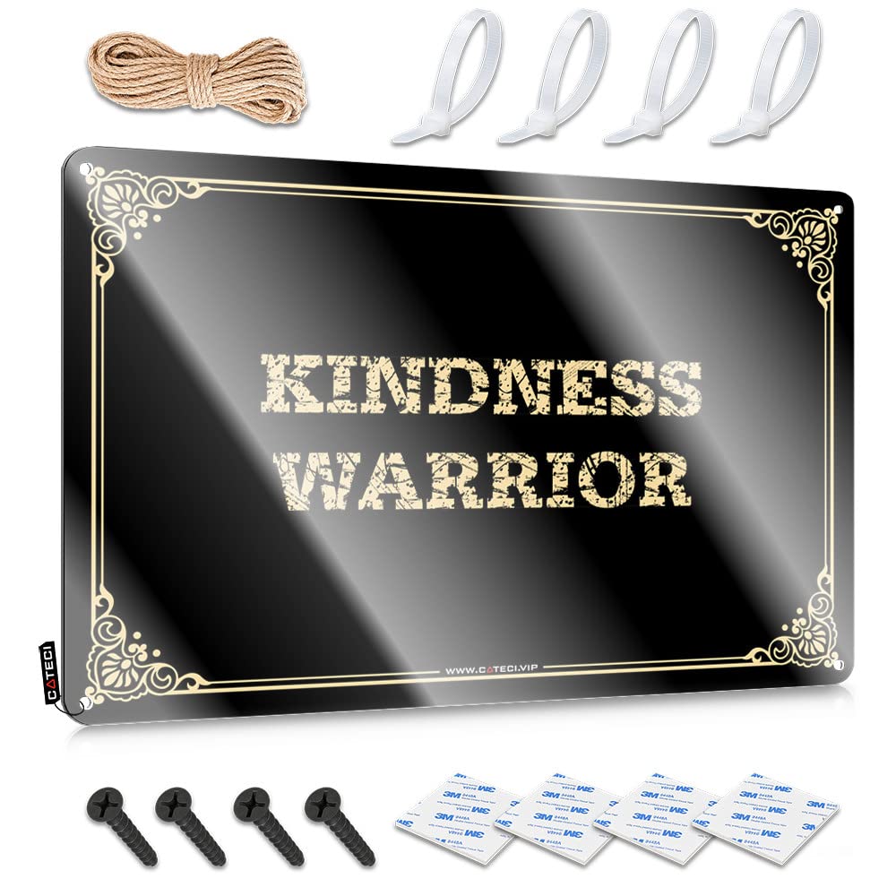 MGHTLCCME Outdoor Tin Sign Kindness Warrior Tin Sign Outdoor Funny Metal Sign Backyard Bar Decor(30X40CM)
