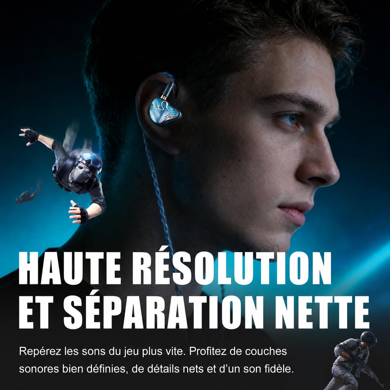 HiFiGo JUZEAR Defiant Écouteurs IEM Filaires Hybrides, 1DD+3BA, 2Pin 0,78mm
