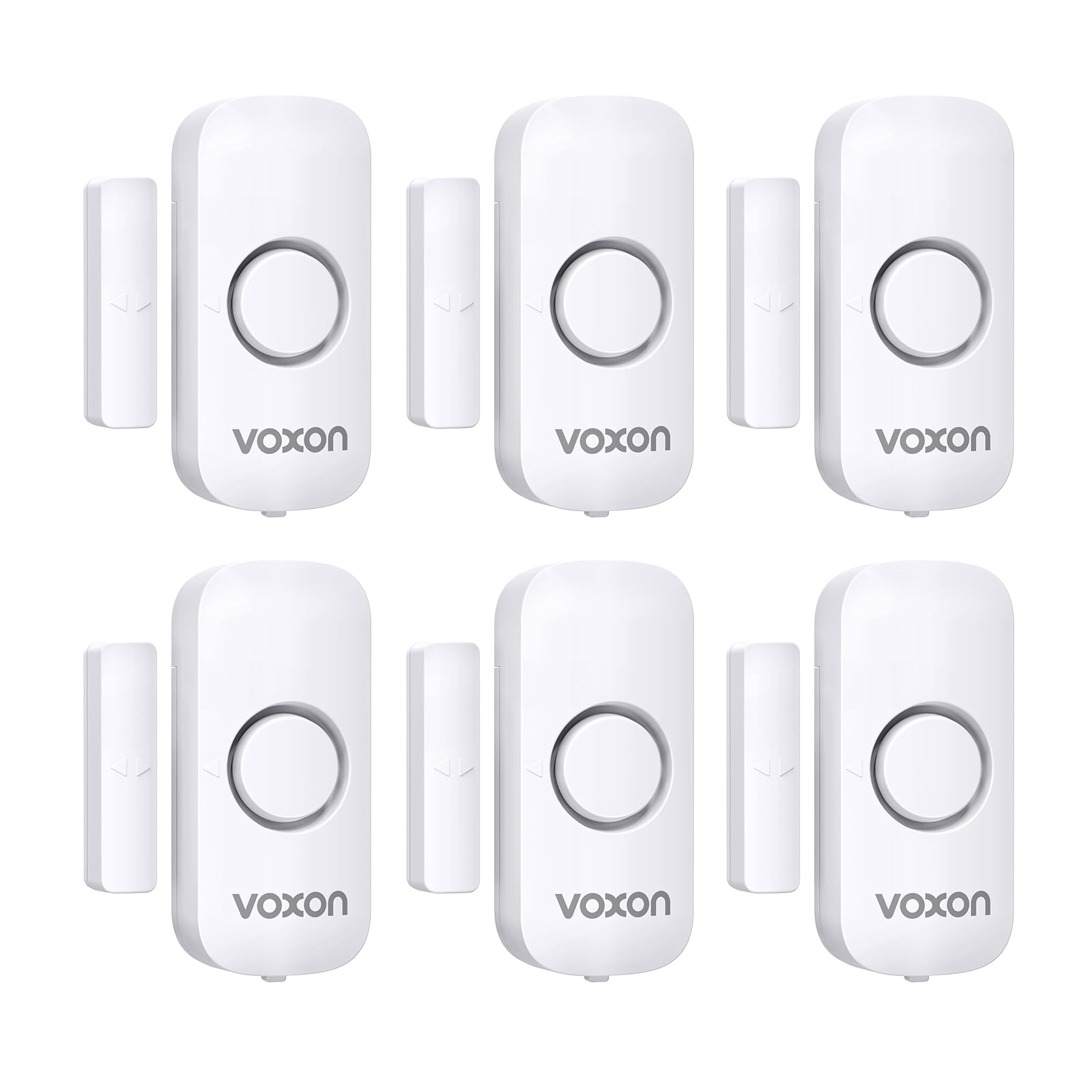 VOXON Wireless Door and Window Alarm Sensor 6 Pack 2 Modes Magnetic Window Door Burglar Alarm with 100dB Loud for Kids Safety Home Shop Security
