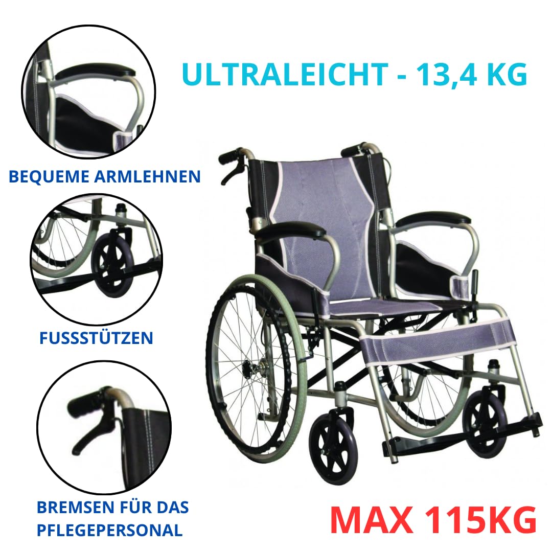 Antar AT52301 krzesło z ultralekkimi stalowymi kółkami, 12,5 kg.