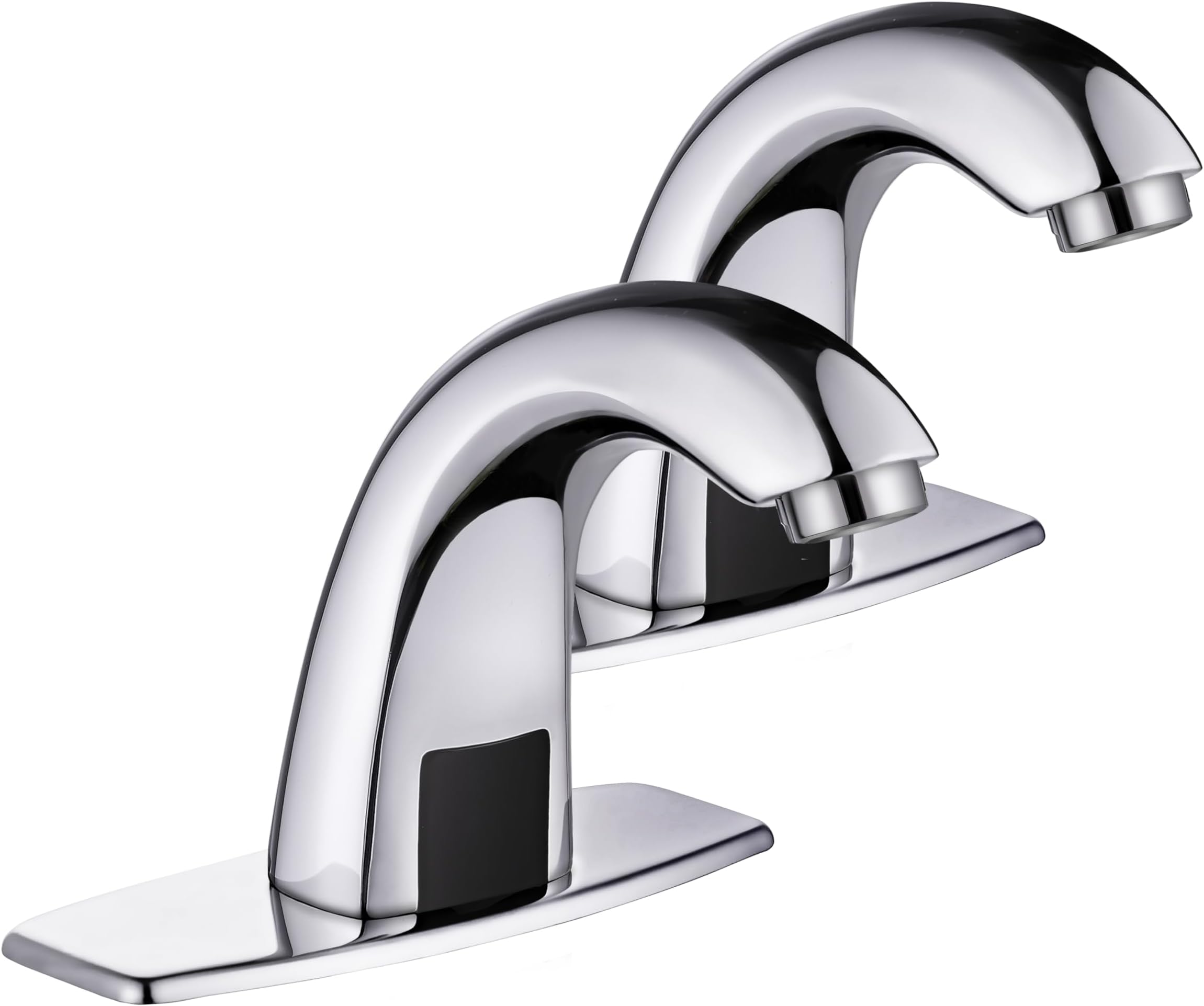 Touchless Bathroom Sink Faucet 2Pcs Automatic Motion Sensor Hands Free Faucet with Hole Cover Plate and Temperature Mixer, Commercial Solid Brass Faucet, AC/DC Powered 1 or 3 Hole (Chrome 2Pcs)