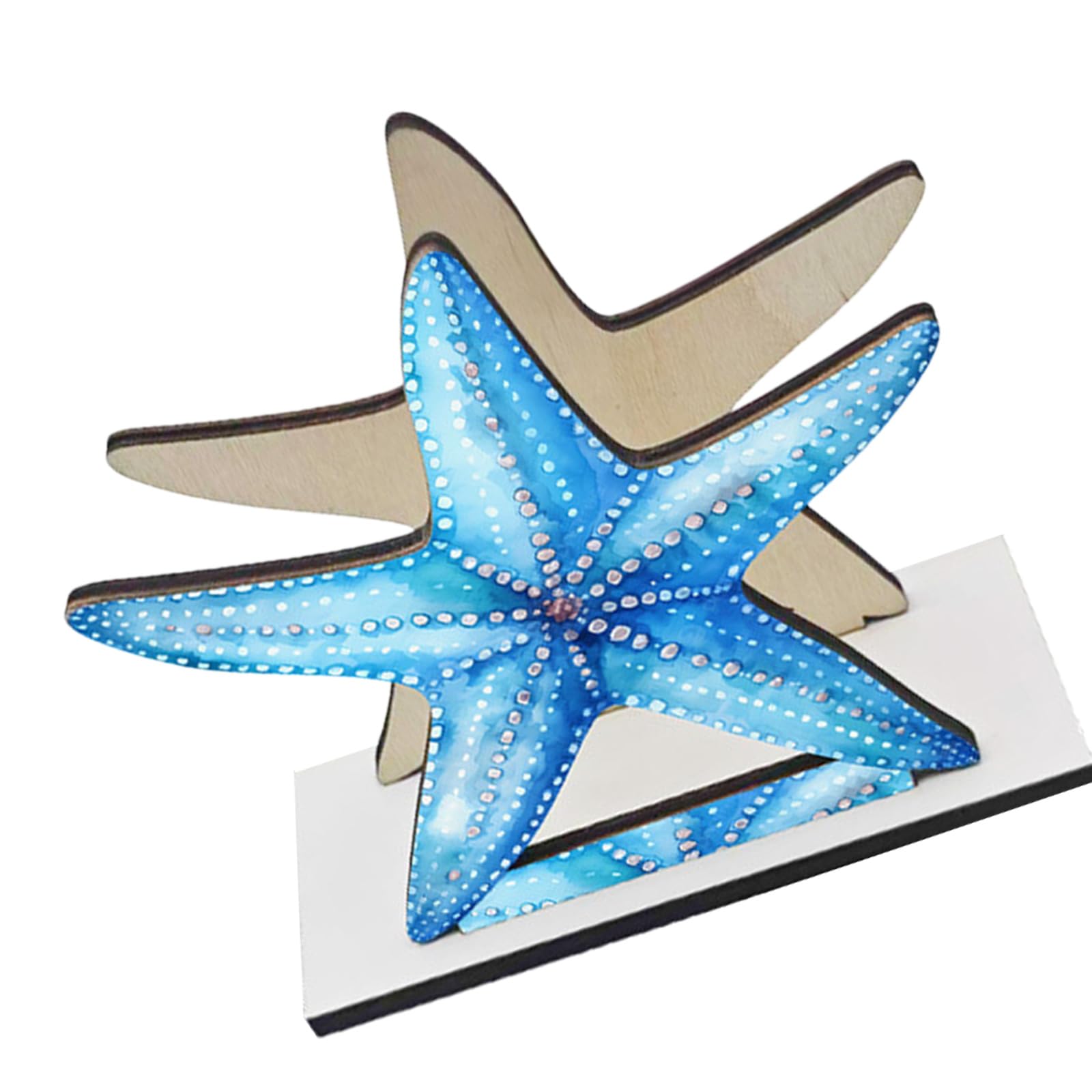 WAGHAVEN Handcrafted Wooden Kitchen Napkin Stand Featuring Marine Lighthouse Shell and Starfishes Carvings Wood Napkin Rack Wooden Holder Wood Rack