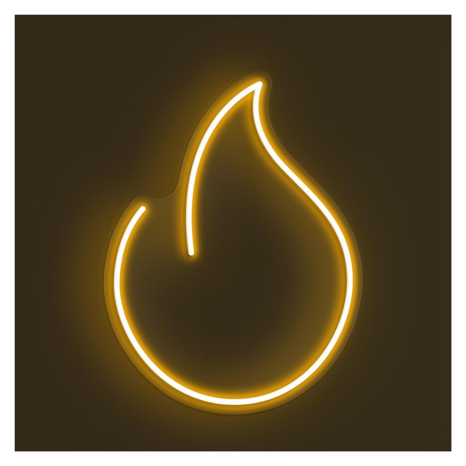 Rongch Yellow Hanging Art Signs Simple Fire Neon Sign, Suitable For Cafe Wall Decor With Brightness Adjustable 30Cm(Yellow)