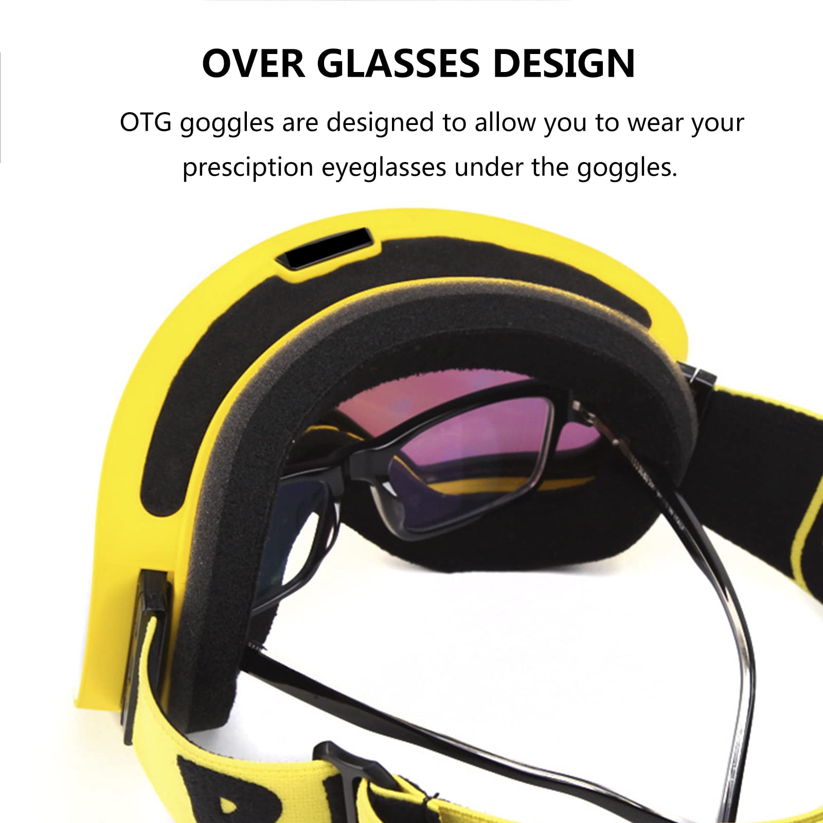 Gafas de Esquí OTG para Hombre Mujer, Máscara Gafas Anti Niebla Protección UV, Gafas de Motocross Dirt Bike Racing a Prueba de Viento e Polvo