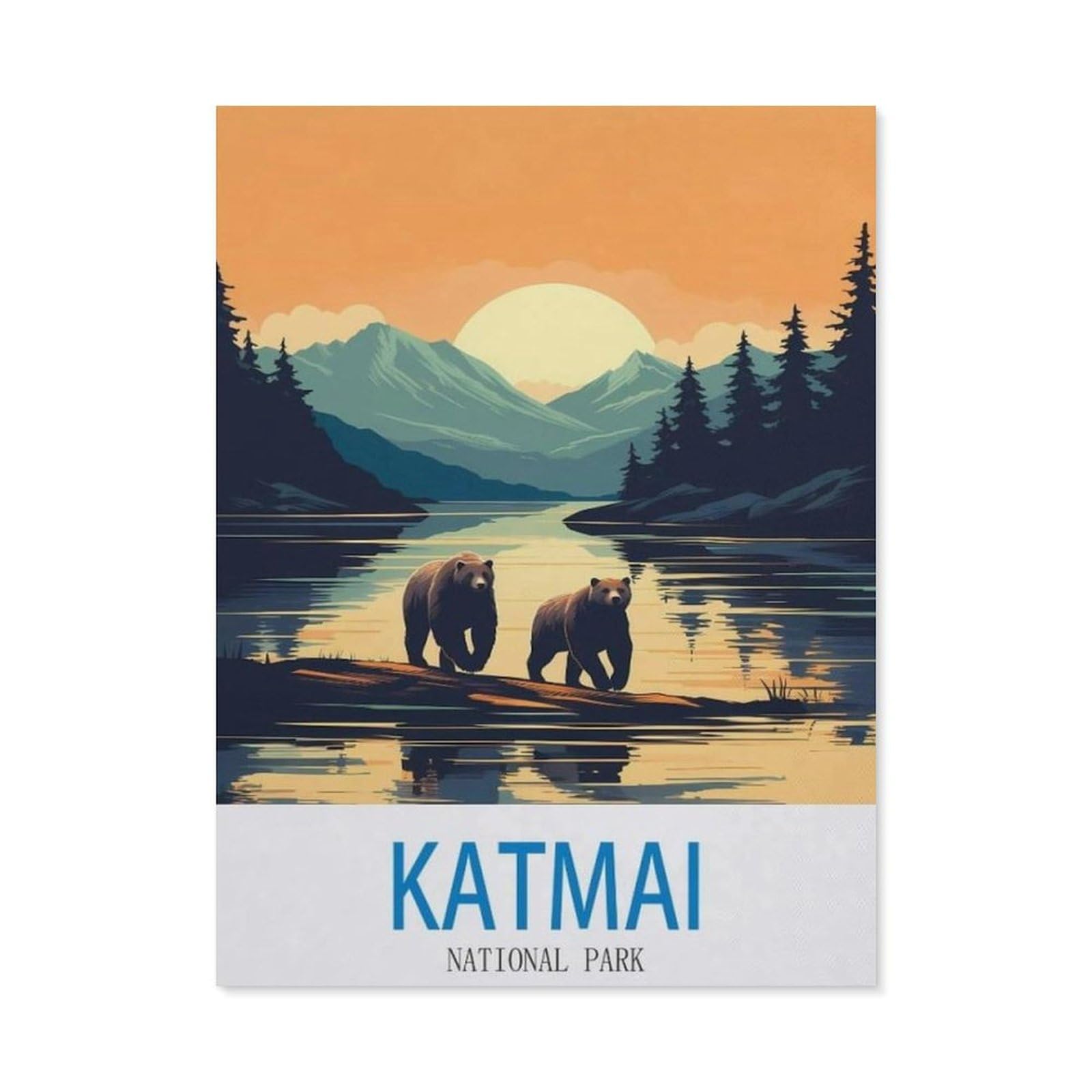 BEAYODKP 5D DIY Diamond Painting，Katmai National Park，Art Living Room Wall Decoration Gift（40 x 50 cm/15.74 x 19.68 inches）-CO87