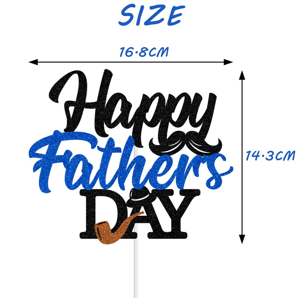 MEZHEN Father's Day Cake Decoration Set - 37 Paper Cake Toppers & Decorations - Blue, Red - Image 2