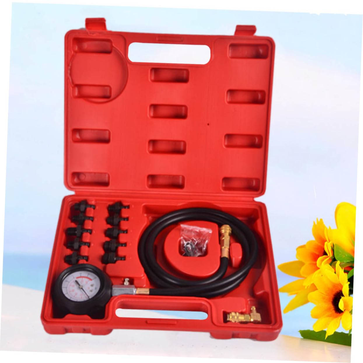Mikinona Kit De Manómetro De Presión De Aceite para Motores con Adaptador De 90 Grados