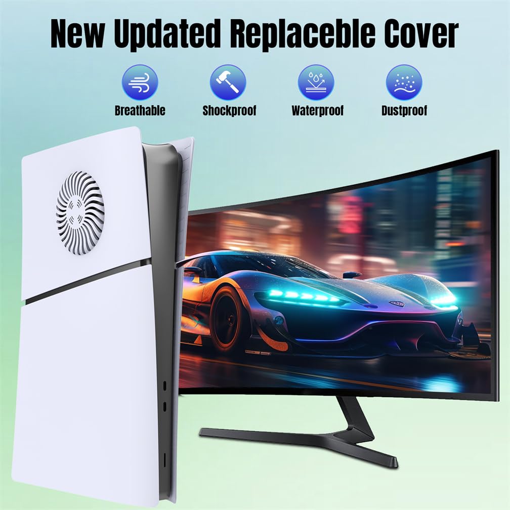 P5 Slim Faceplates Cover protettiva Digital Edition, piastra di raffreddamento antipolvere ABS dissipatore di calore pannello di ricambio per console PS5 Slim
