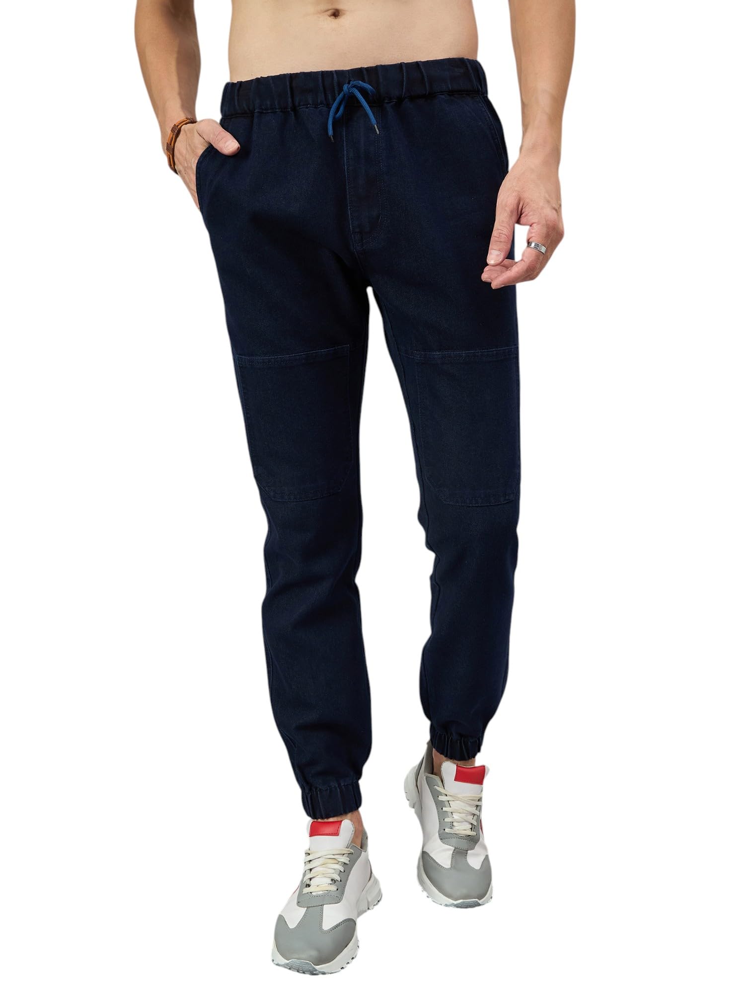 studio nexx Men's Denim Cargo Joggers | Non Stretchable|Loose fit Cargo Pants| Front Utility Pockets-picture-19