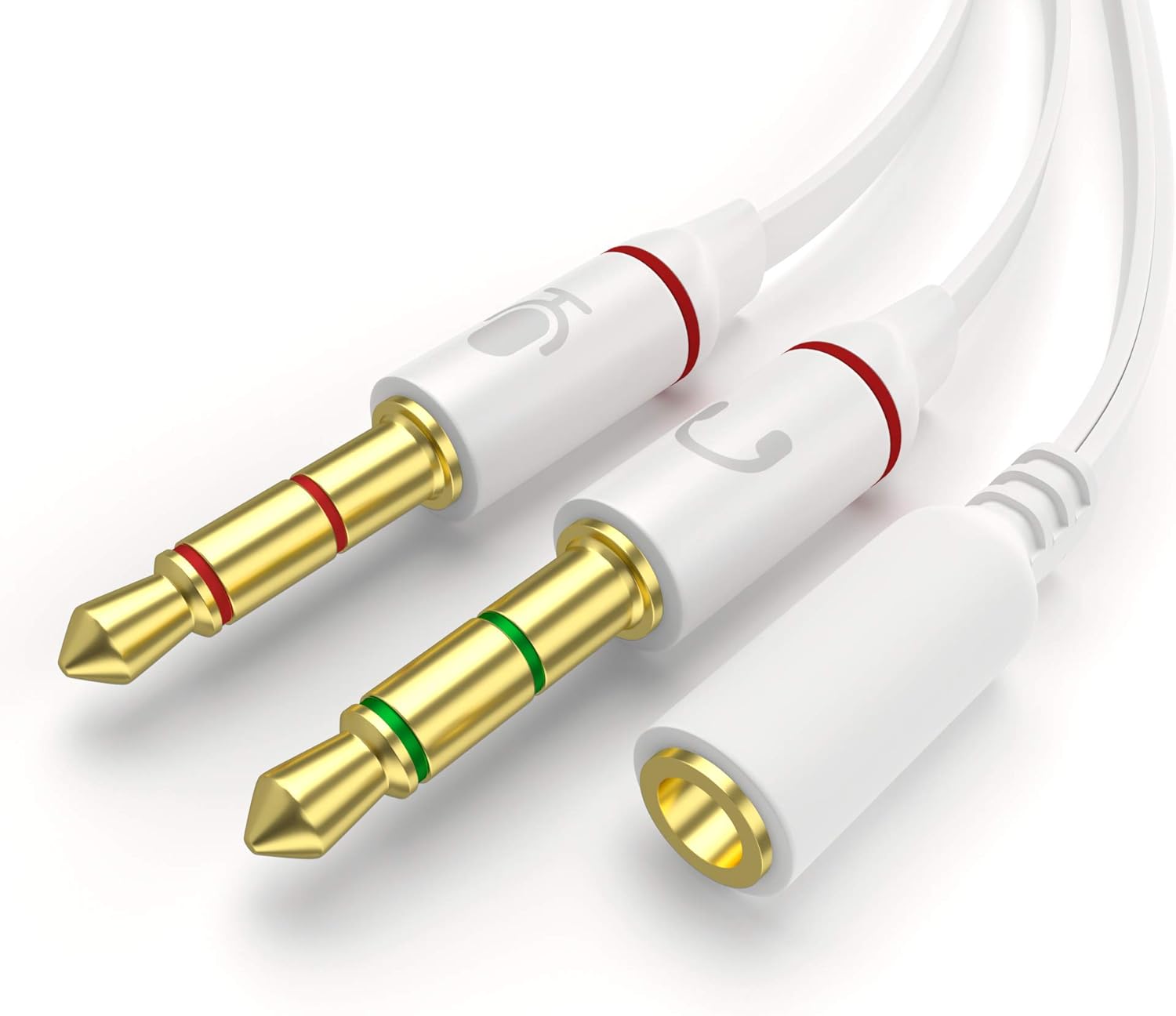 Headphone Audio Splitter, Gold Plated 3.5mm Female to 2 Dual 3.5mm Male Headphone Mic Audio Y Splitter Cable Adapter for Computer, PC, Laptop (White) Headphone Audio Splitter, Gold Plated 3.5mm Female to 2 Dual 3.5mm Male Headphone Mic Audio Y Splitter Cable Adapter for Computer, PC, Laptop (White)