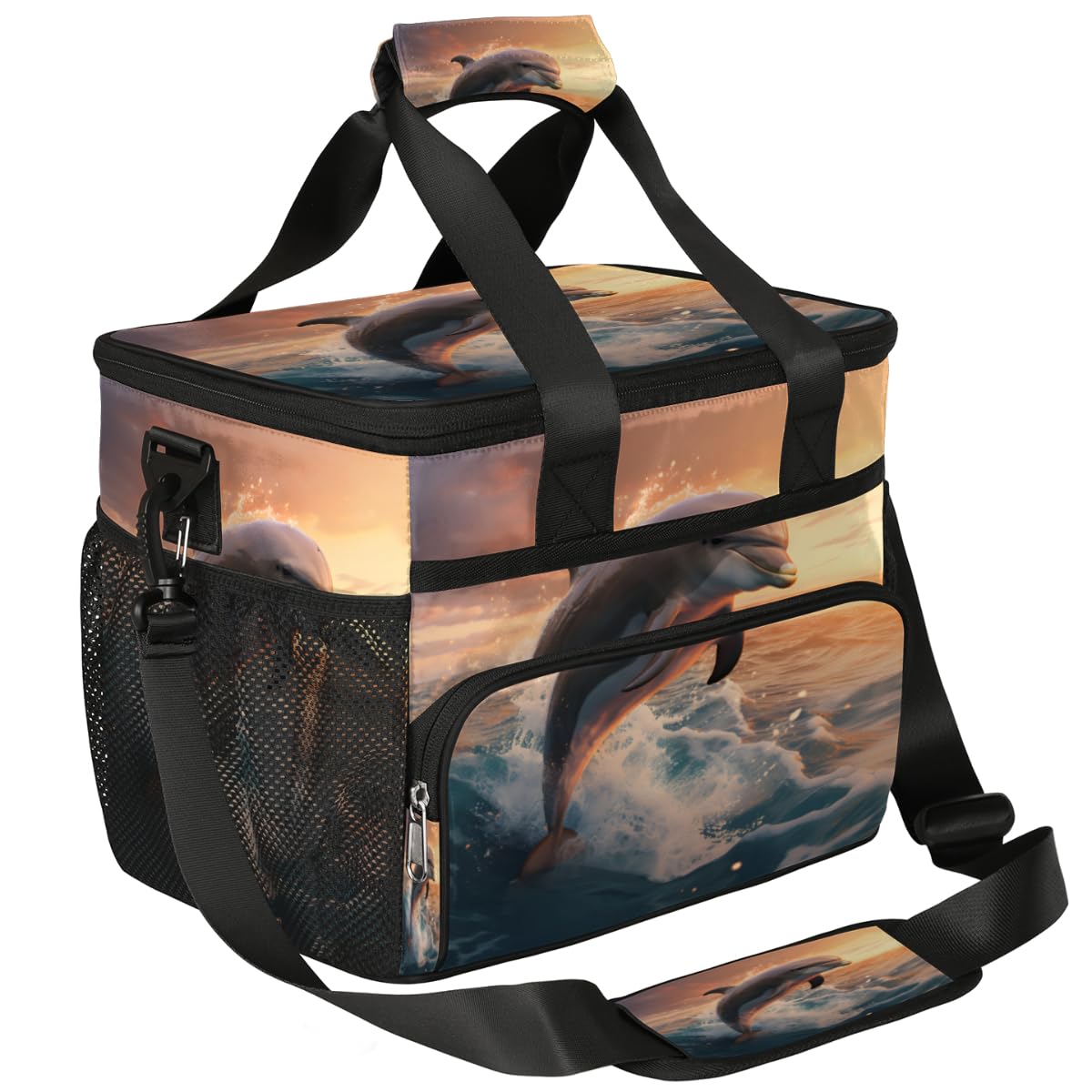 Dolphin Insulated Picnic Backpack Lunch Box for Women Men Picnic Basket Tote Lunch Bag Picnic Bag Portable Lunch Bags for Picnic, Beach, Work, Trip,Office, Camp Aquatic Animal