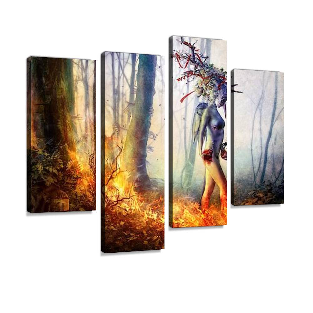 Canvas Print Artwork Trust in me Wall Art Pictures Framed Digital Print Abstract Painting Room Home Office Decor Ready to Hang - 4 Panel