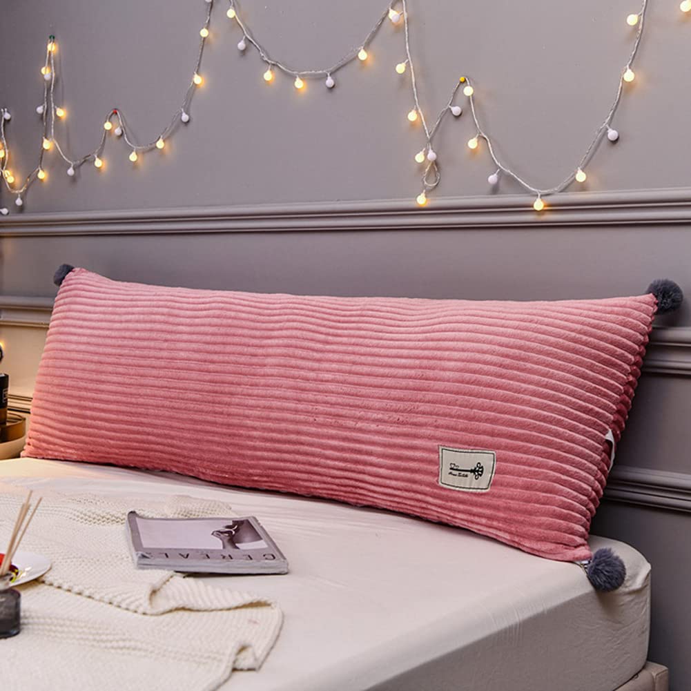 Yur Pink Non-Slip Bedside Backrest Headboard Cushion For Bed/Sofa/Couch With Fixing Ties,Tatami Back Bolster Support Reading Pillow,Removable Cover