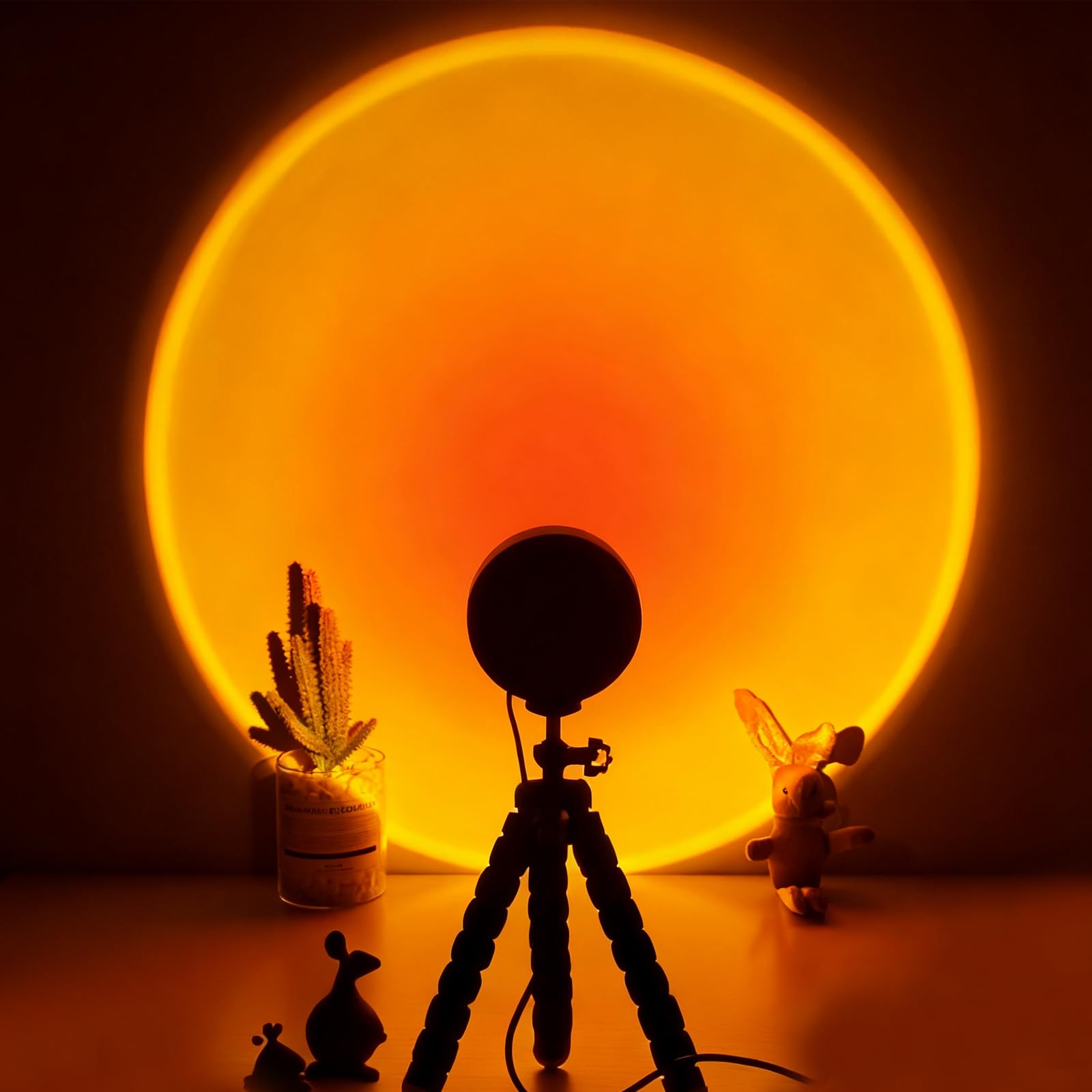 CORATED Sonnenuntergang Lampe, 360 ° Drehbares Romantisches Sunset Lampes, Geeignet für Fotografie, Selfie, Wohnzimmerdekoration (Sonnenuntergang-Rot)