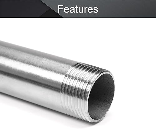 Miniatura 3 de MroMax 1 unids G1 304 accesorios de tubería de acero inoxidable G1 X G1 rosca macho tubería redonda 7.874 in de longitud recto pezón fundido tubo