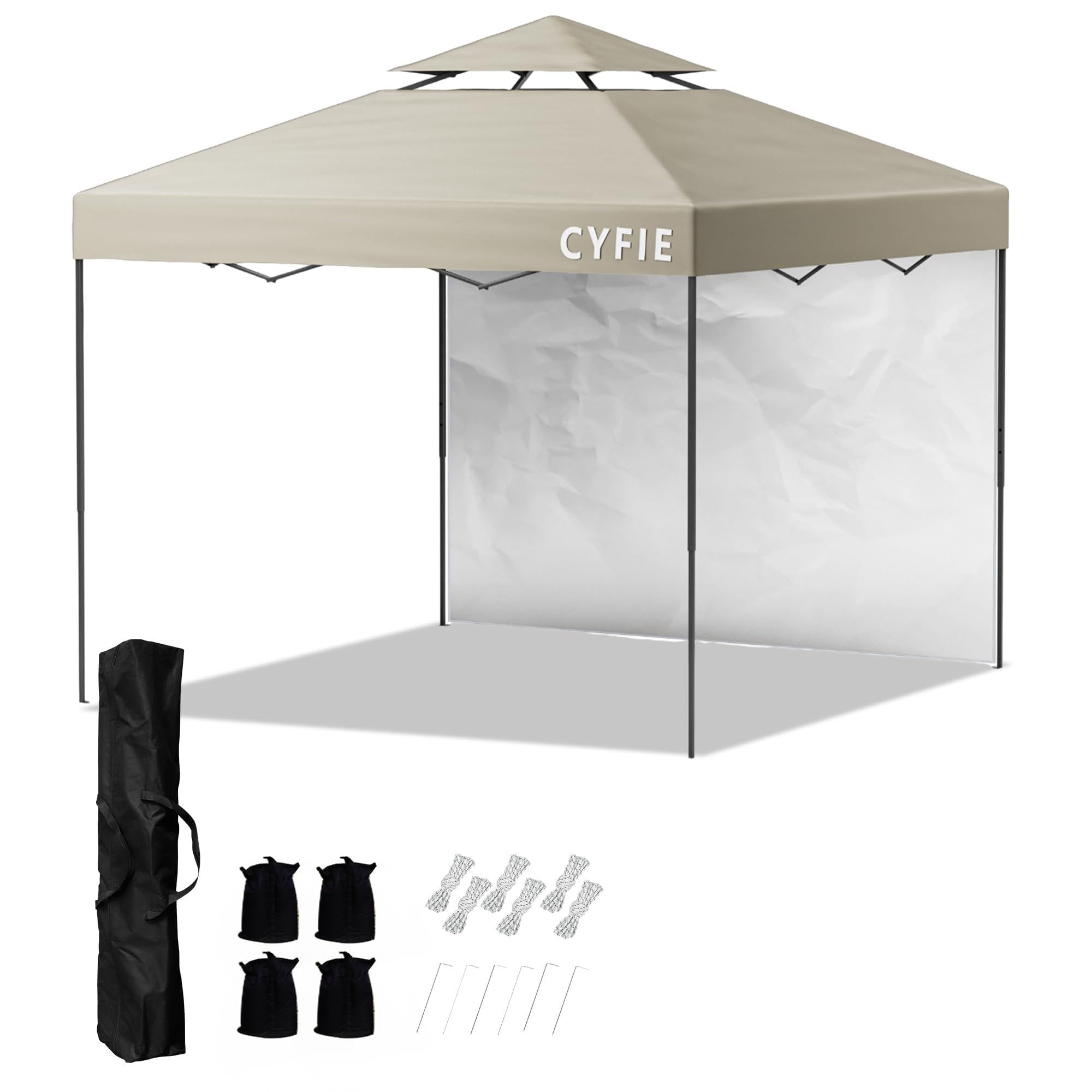 CYFIE タープテント 2x2m サイドシート1枚付属 風抜けベンチレーション Amazon | CYFIE ワンタッチ タープテント 2mx2m サイドシート1枚付 風