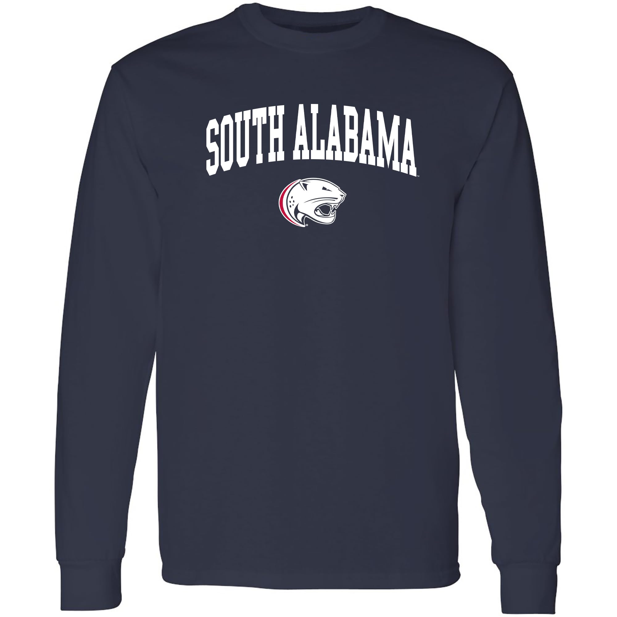NCAA Officially Licensed College - University Team Color Arch Logo Long Sleeve, South Alabama Jaguars Navy, Small — image 1