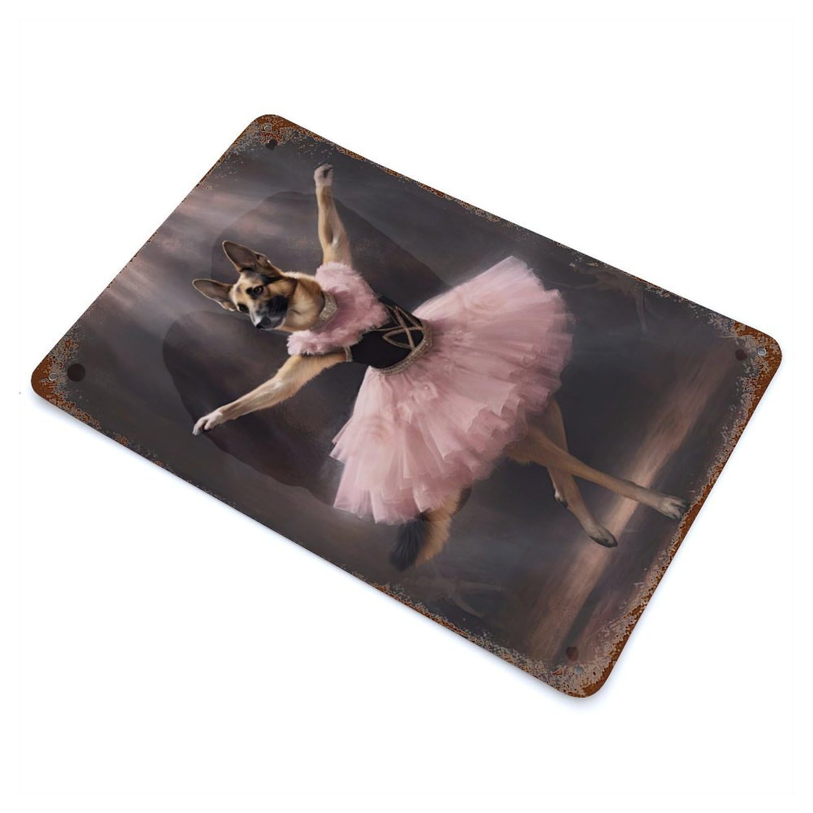 German Shepherd Ballerina Vintage Rust Metal Sign 11.8"x7.9", for Basement, Hobby Room And Garage Decor, Farmhouse Wall Decor