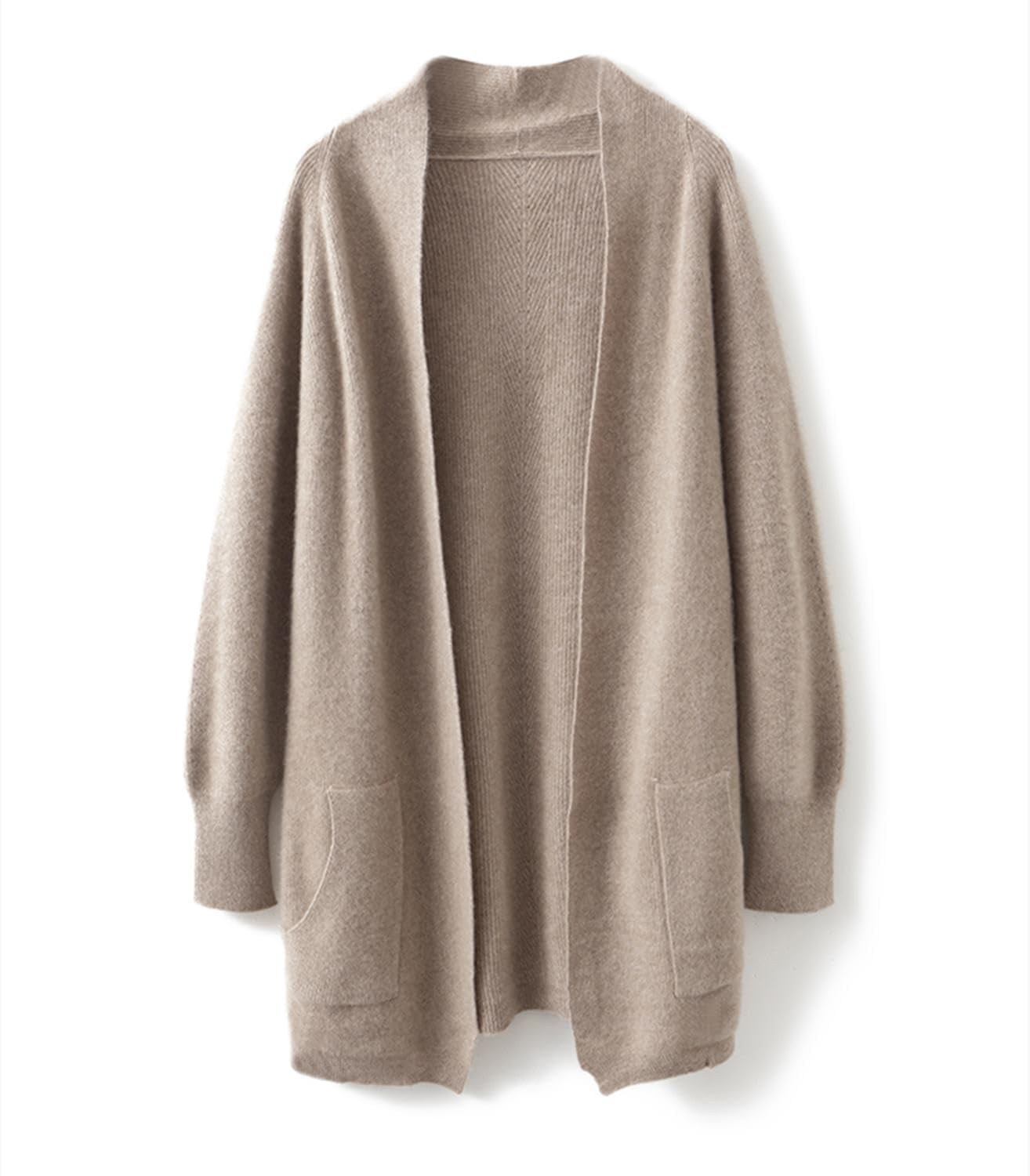 100% Merinowolle Strickpullover Strickjacken Damen Dicker Mantel mit Taschen Jacke Herbst Winter