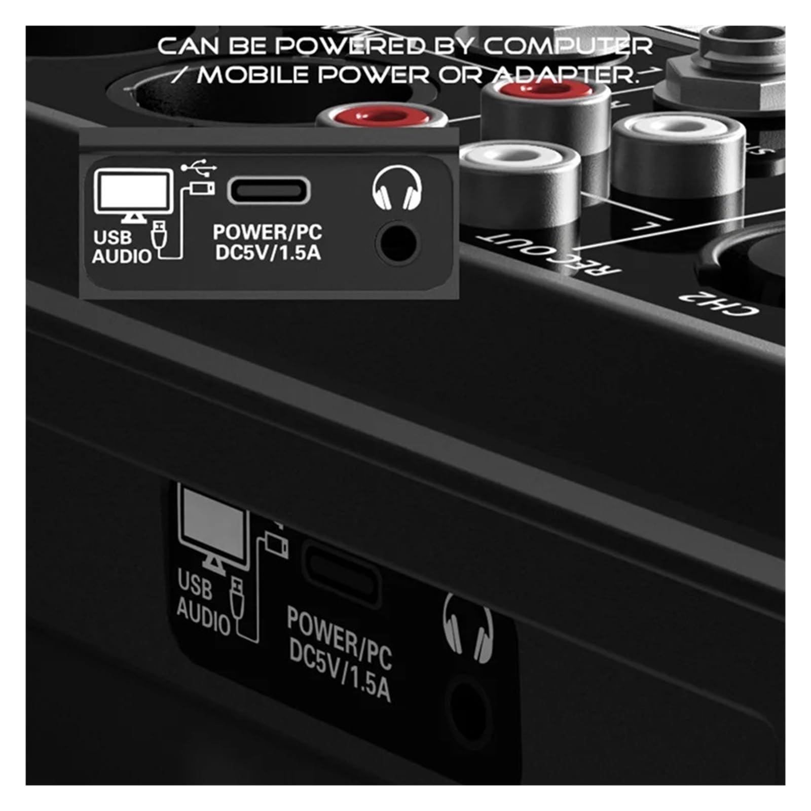 Controller DJ, Mixer a 4 canali con alimentazione Phantom da 48 V, console for DJ da studio USB Bluetooth