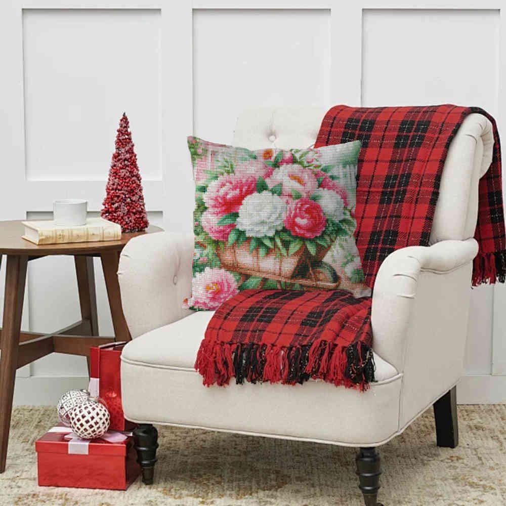 Huacan Ensemble D'oreillers Point De Croix Pré - Imprimé Noël