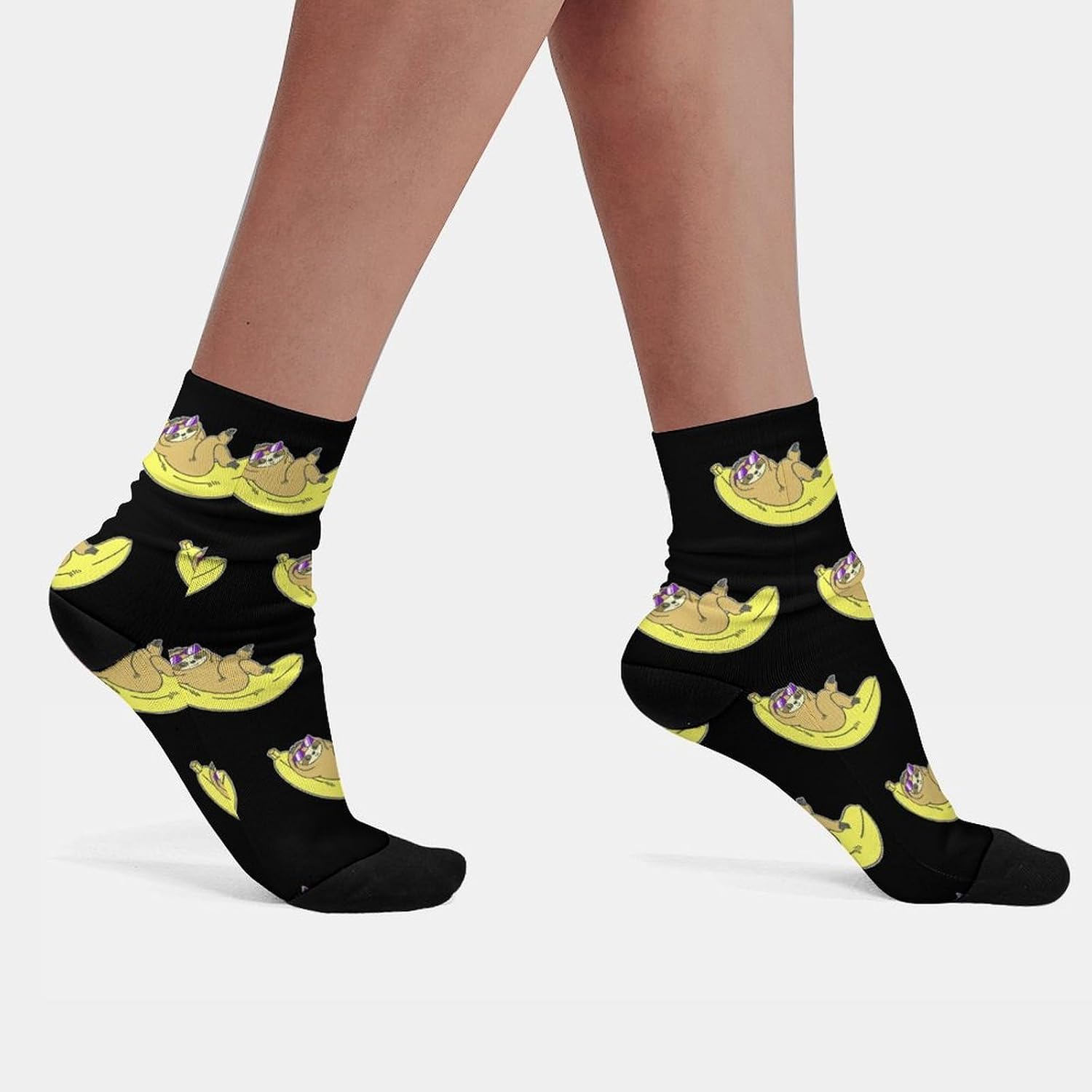 Funny Banana Sloth Knee High Socks Athletic Long Stockings Sport Casual Crew Tube Sock Boot