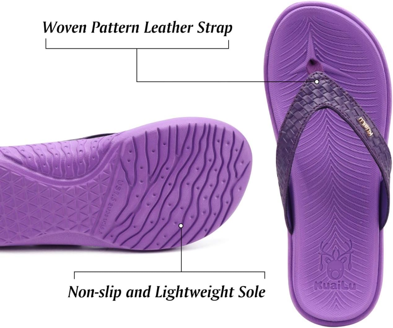 KuaiLu Womens Flip Flops Ladies Yoga Mat Comfortable Walking Thong Sandals With Plantar Fasciitis Arch Support Slip On Indoor Outdoor For Summer - Image 5