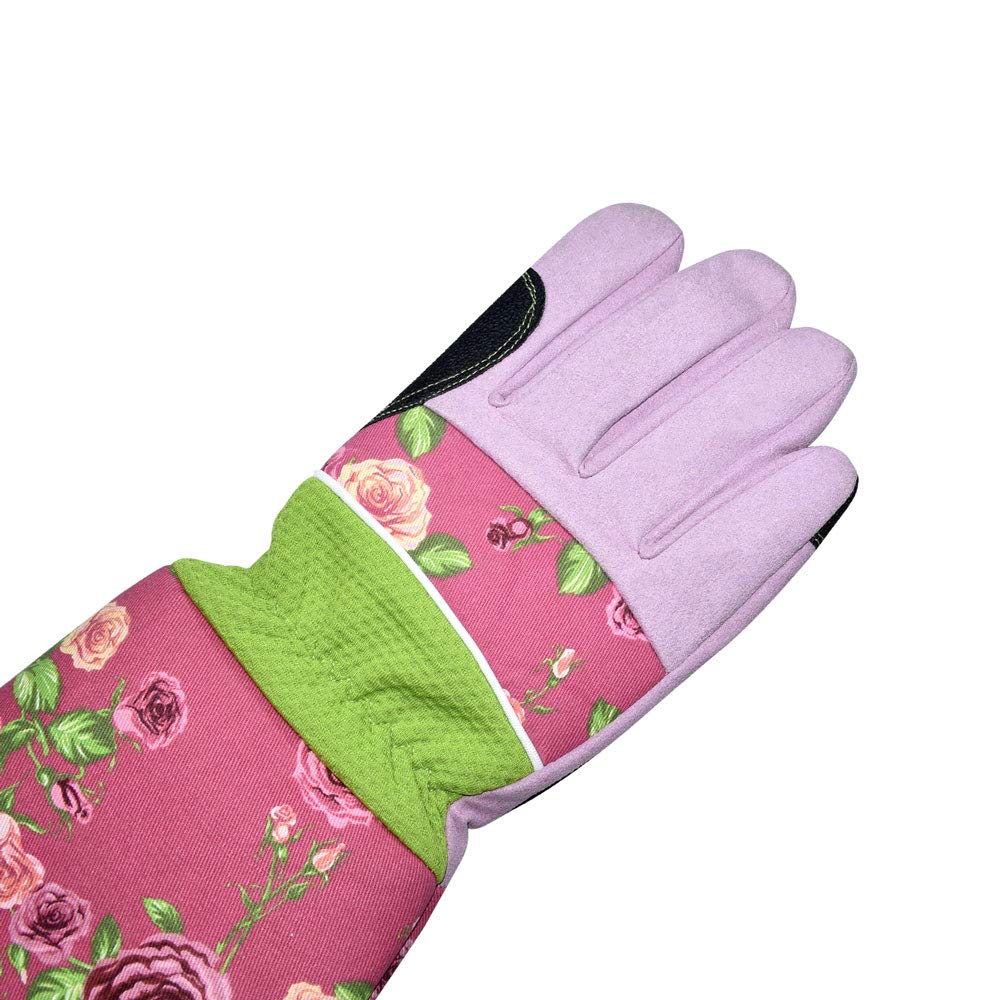 Gartenhandschuhe mit langen Ärmeln für Gartenarbeiter, zum Beschneiden und zum Schutz vor Stürzen, blumenmuster, Medium